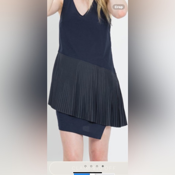 Derek lam size 4, 2 in 1 sweatshirt dress. Pleated underpinning. Navy! - Picture 3 of 3